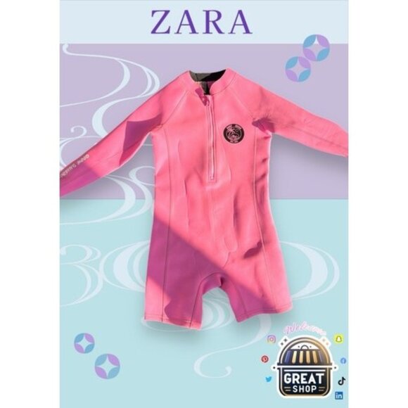 ZARA Girls Neoprene Wetsuit Size 8-9 Pink Surfing Swimming - Picture 1 of 6